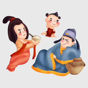 孔融让梨传统美德插画
