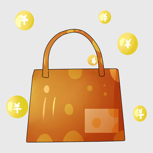 金色手提包与散落钱币