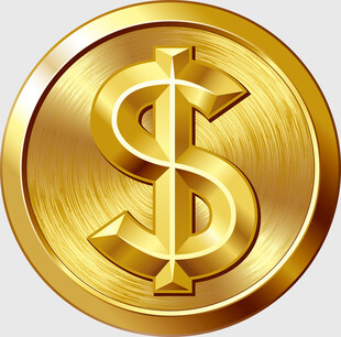 金色美元符号金币