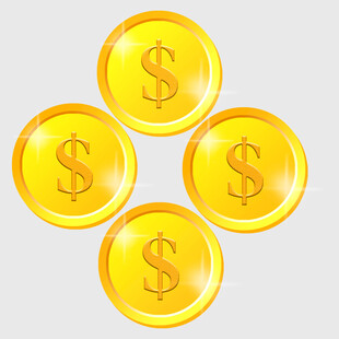 金色美元符号金币图案