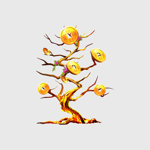 创意金钱树插画