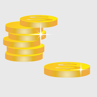 堆叠的闪耀金币