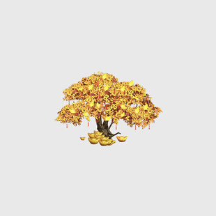 金色摇钱树插画
