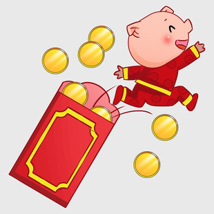 小猪跃出红包撒金币