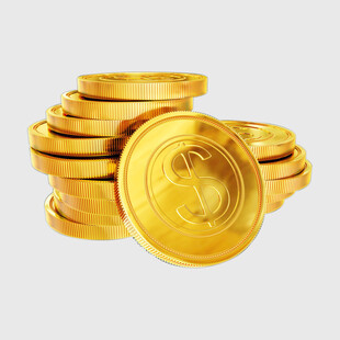 一堆金光闪闪的金币