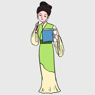 古装女子手持书本