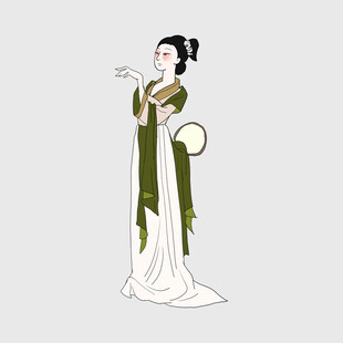 古典汉服女子手持花枝
