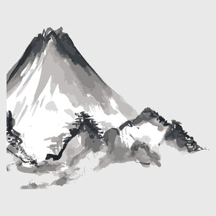 水墨风格的巍峨山峰