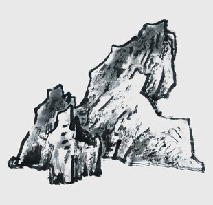 手绘山石景观图