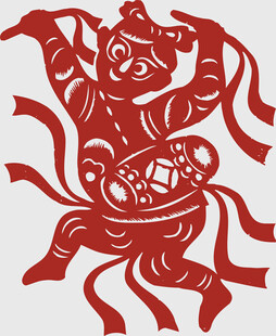 喜庆剪纸虎娃形象