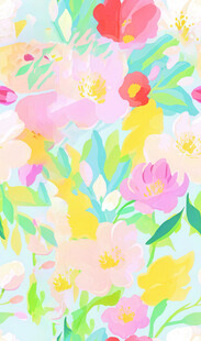 缤纷花卉水彩插画图案
