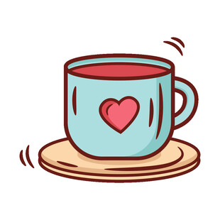 爱心茶杯插画