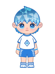 蓝发萌娃卡通形象