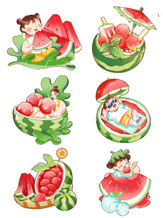 水果中的童趣插画