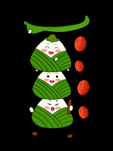 可爱粽子堆叠插画