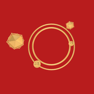 红色背景金色圆环装饰图