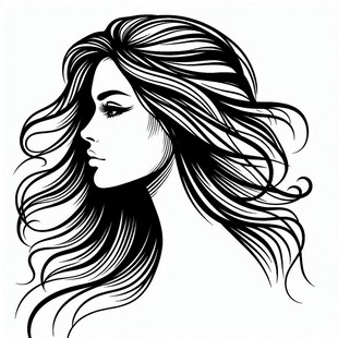 飘逸长发女性头像