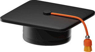 黑色学士帽配橙色流苏 3D图标