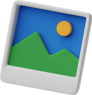 照片中的山水与太阳  3D图标