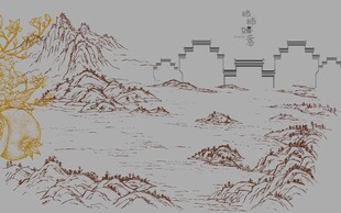 中式山水长城风景图