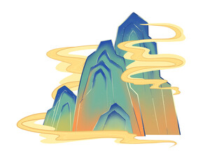 水墨风山峦云雾景观图