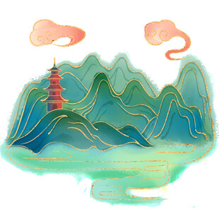 水墨山水间的古韵景致