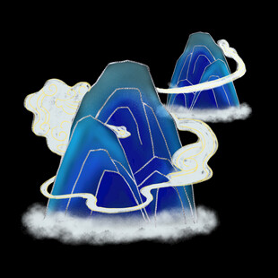 梦幻蓝色山峦云雾景观