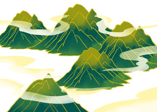 青山云雾环绕美景图