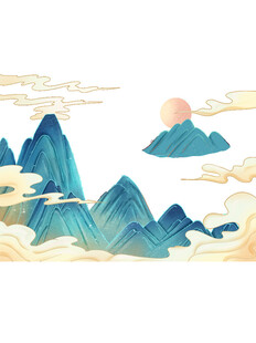 水墨山水云海日出美景
