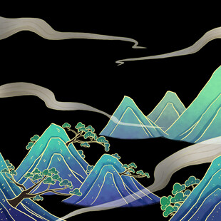 水墨风山川美景图