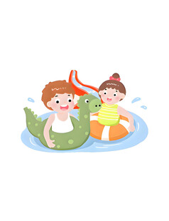 儿童泳池嬉戏欢乐场景