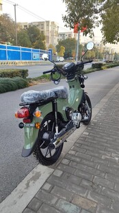 路边停放的绿色电动自行车