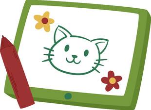 平板上的猫咪绘画图案