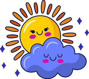 微笑的太阳与云朵