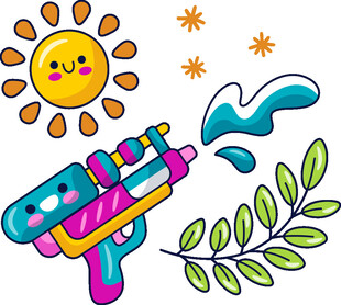夏日水枪嬉戏欢乐画面