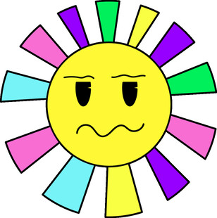彩色悲伤表情太阳图案