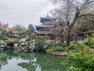 中式园林水景古建筑风光