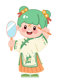 古装女孩手持镜梳扮靓