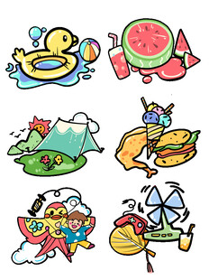 夏日趣味卡通玩乐元素