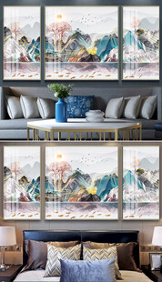 山水金色烁金装饰画
