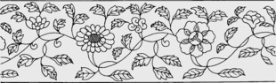 花卉藤蔓黑白线条图案