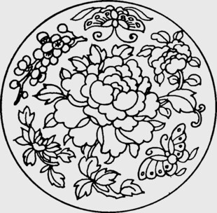 圆形牡丹花卉传统图案