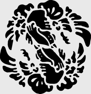 传统圆形黑白动物花纹图案