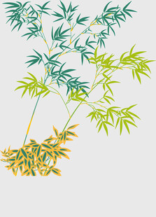 中式水墨风竹叶插画
