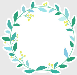 清新绿叶花朵装饰花环