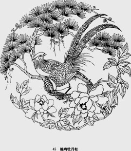 中式传统花鸟刺绣图案
