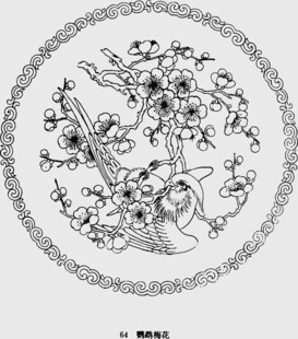 圆形花鸟图案传统艺术画