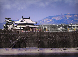 传统建筑雪景风光