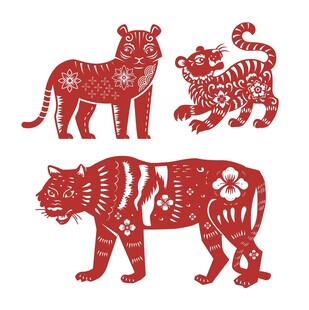剪纸风格老虎图案