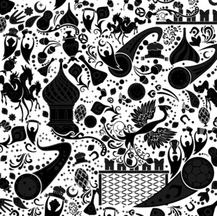 黑白奇幻图案插画